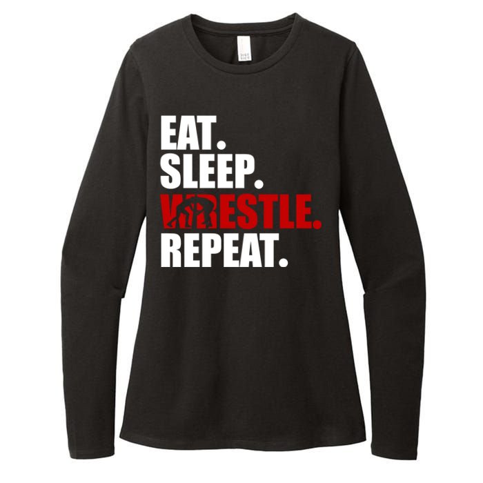 Eat Sleep Wrestle, Repeat Wrestle Womens CVC Long Sleeve Shirt