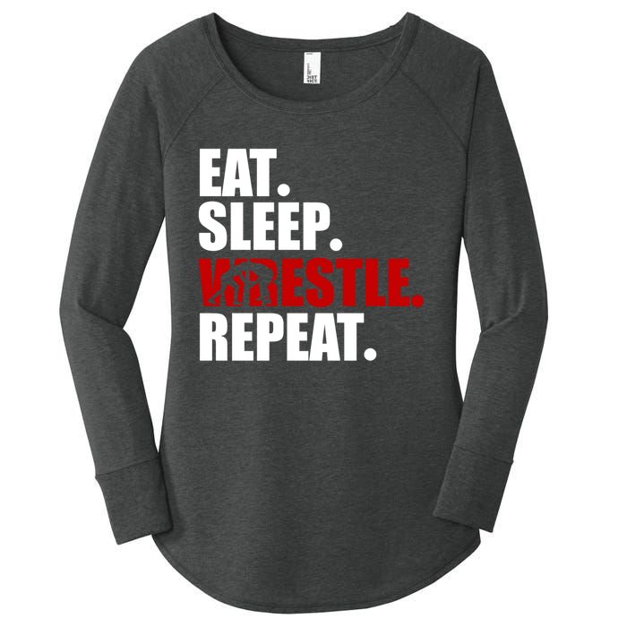 Eat Sleep Wrestle, Repeat Wrestle Women's Perfect Tri Tunic Long Sleeve Shirt