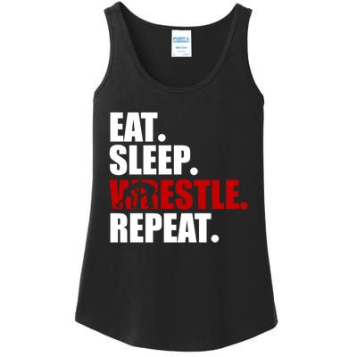 Eat Sleep Wrestle, Repeat Wrestle Ladies Essential Tank