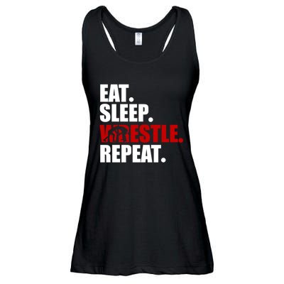 Eat Sleep Wrestle, Repeat Wrestle Ladies Essential Flowy Tank