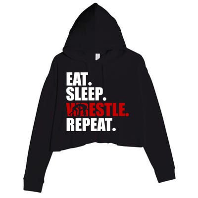 Eat Sleep Wrestle, Repeat Wrestle Crop Fleece Hoodie