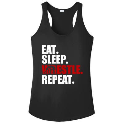 Eat Sleep Wrestle, Repeat Wrestle Ladies PosiCharge Competitor Racerback Tank