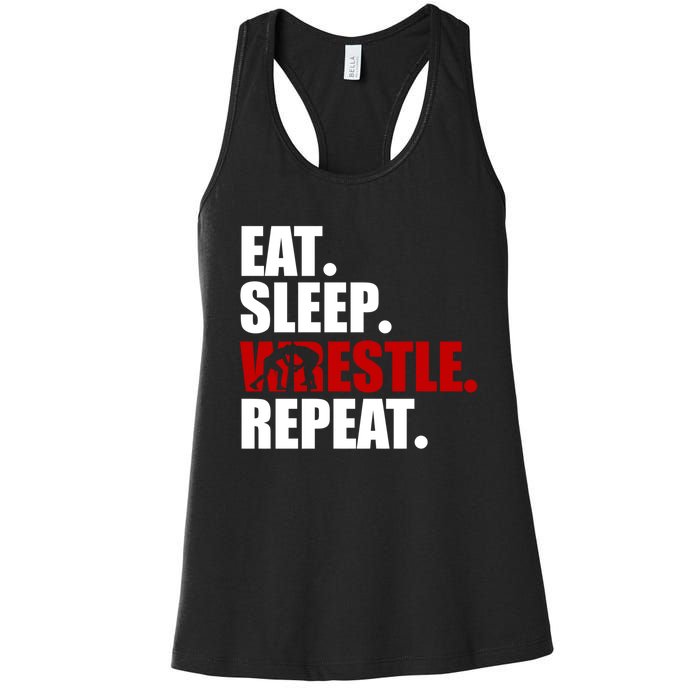 Eat Sleep Wrestle, Repeat Wrestle Women's Racerback Tank