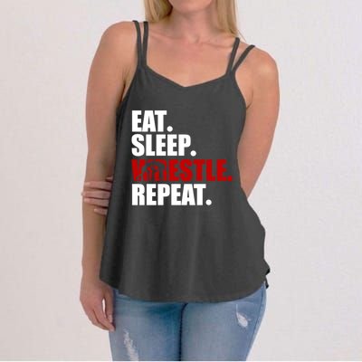 Eat Sleep Wrestle, Repeat Wrestle Women's Strappy Tank