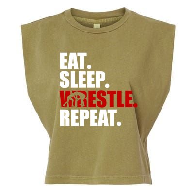 Eat Sleep Wrestle, Repeat Wrestle Garment-Dyed Women's Muscle Tee