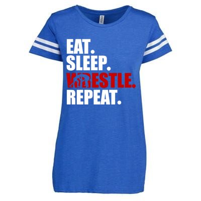 Eat Sleep Wrestle, Repeat Wrestle Enza Ladies Jersey Football T-Shirt