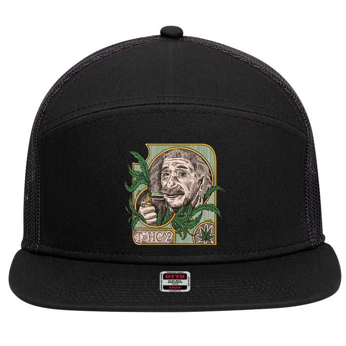 Einstein Smoking Weed 7 Panel Mesh Trucker Snapback Hat