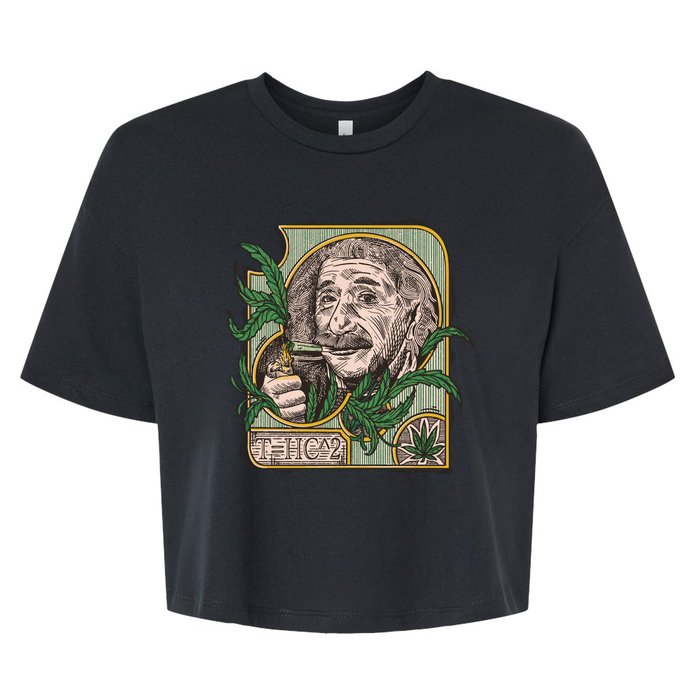 Einstein Smoking Weed Bella+Canvas Jersey Crop Tee