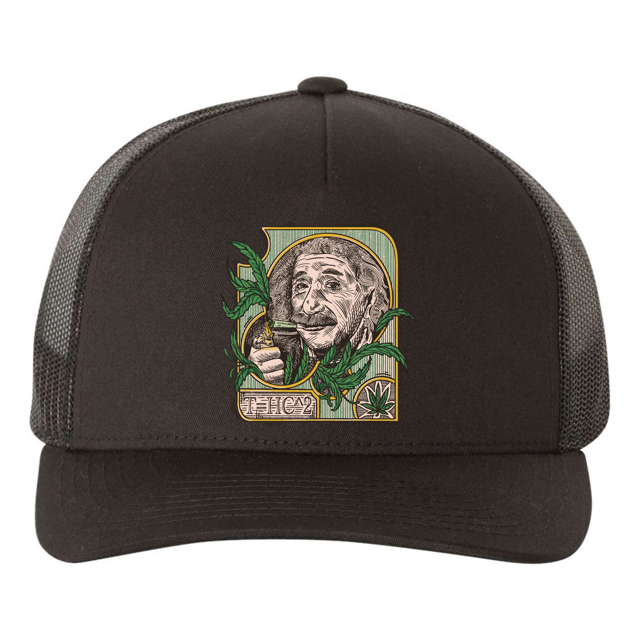 Einstein Smoking Weed Yupoong Adult 5-Panel Trucker Hat