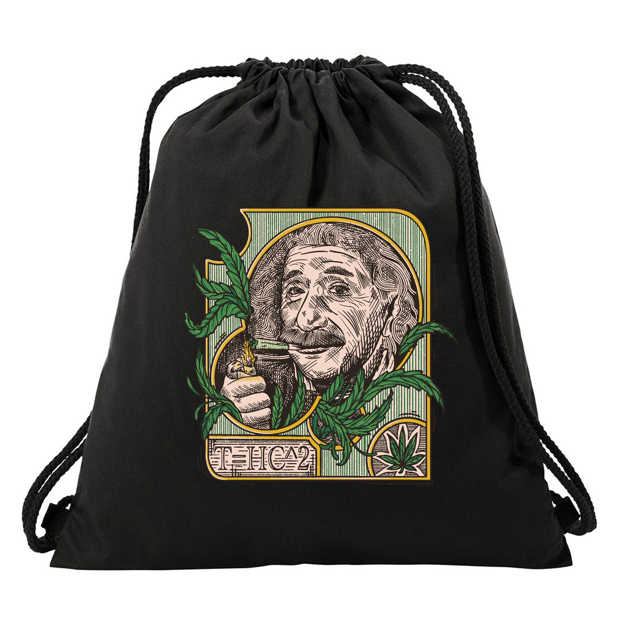Einstein Smoking Weed Drawstring Bag