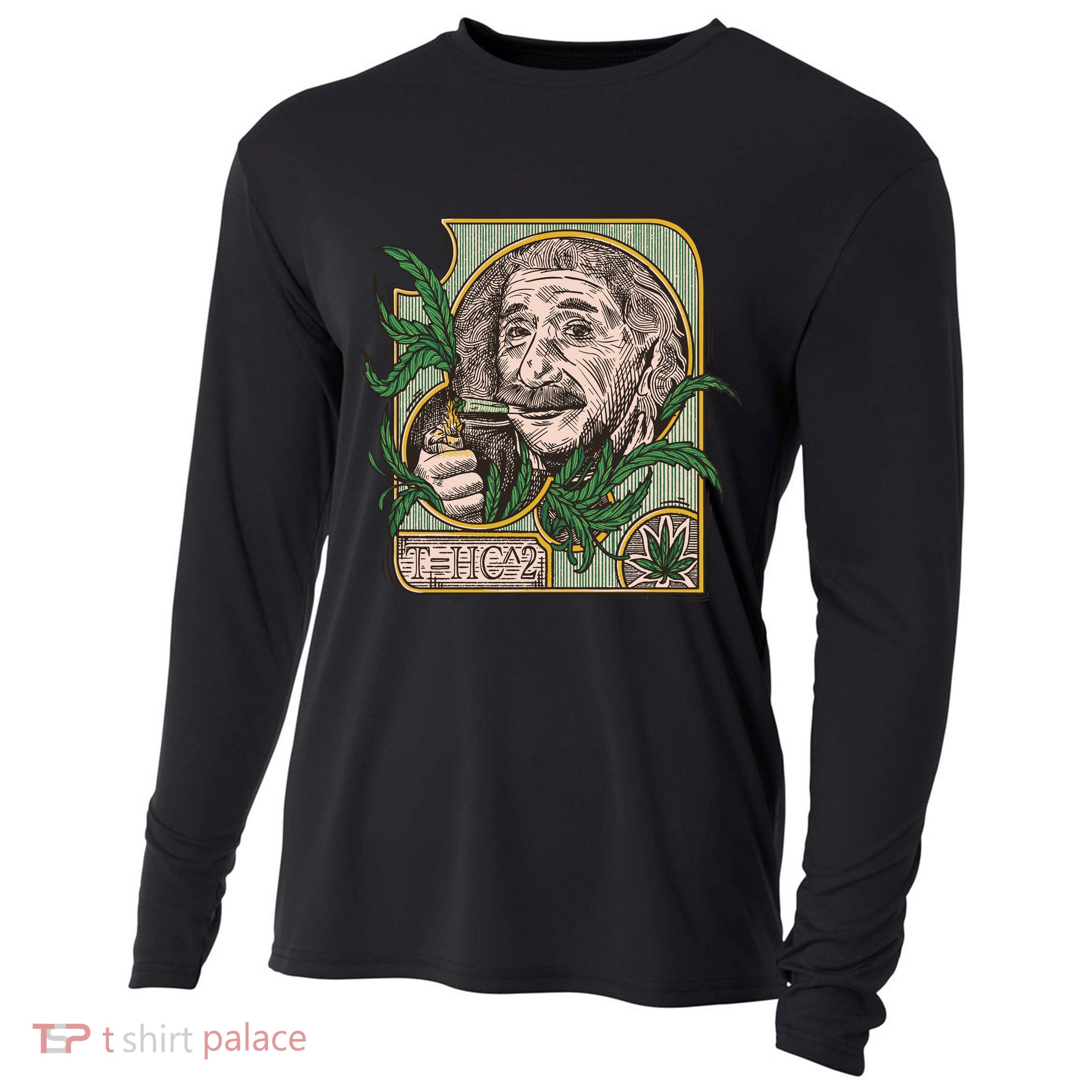 Einstein Smoking Weed Cooling Performance Long Sleeve Crew