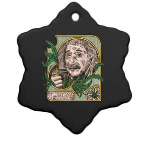 Einstein Smoking Weed Ceramic Star Ornament