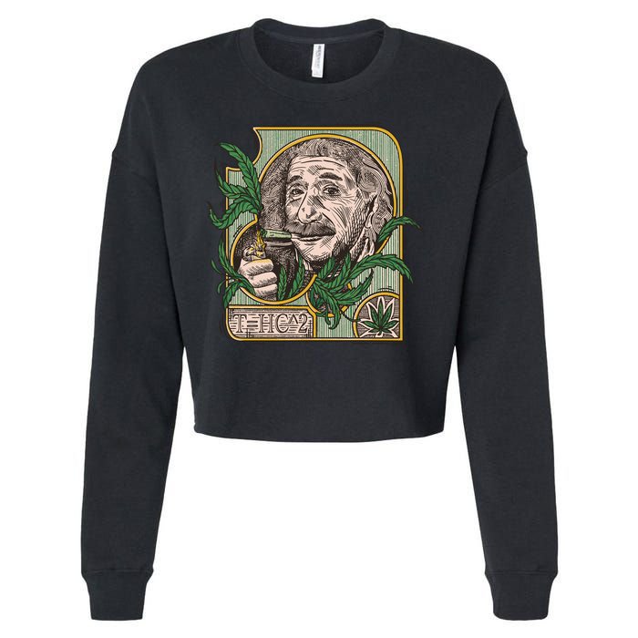Einstein Smoking Weed Cropped Pullover Crew