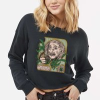 Einstein Smoking Weed Cropped Pullover Crew
