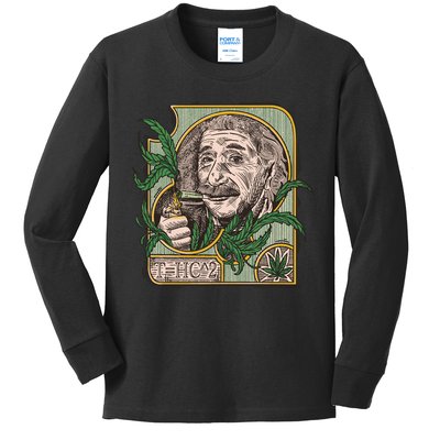 Einstein Smoking Weed Kids Long Sleeve Shirt