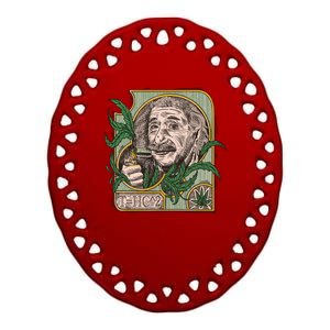 Einstein Smoking Weed Ceramic Oval Ornament