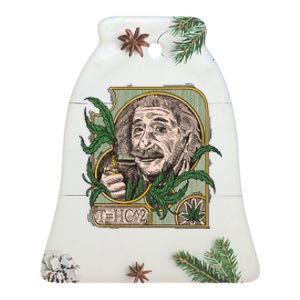 Einstein Smoking Weed Ceramic Bell Ornament