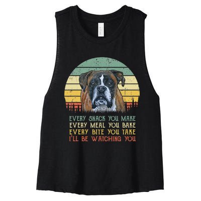 Every Snack You Make Boxer dog Funny Dog Mom Dog Dad Women's Racerback Cropped Tank