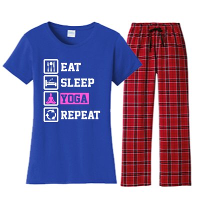 Eat Sleep Yoga Repeat Funny Yoga Lover Gift Women's Flannel Pajama Set