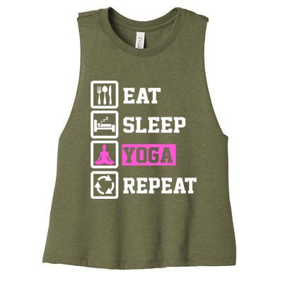 Eat Sleep Yoga Repeat Funny Yoga Lover Gift Women's Racerback Cropped Tank