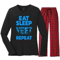 Eat Sleep Yeet Repeat Vintage Yeet Women's Long Sleeve Flannel Pajama Set 