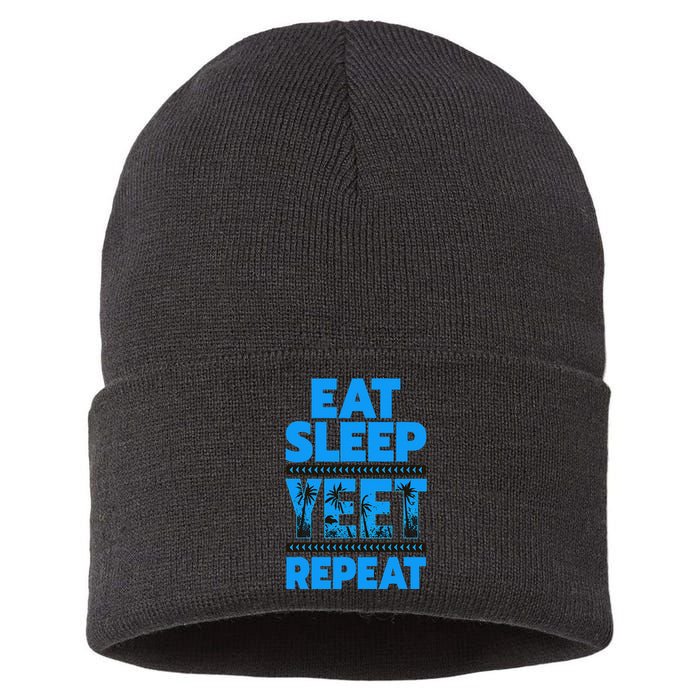 Eat Sleep Yeet Repeat Vintage Yeet Sustainable Knit Beanie