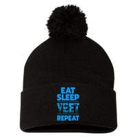 Eat Sleep Yeet Repeat Vintage Yeet Pom Pom 12in Knit Beanie