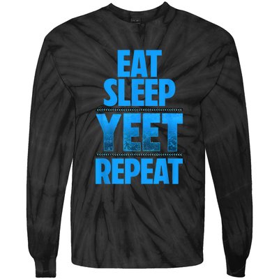 Eat Sleep Yeet Repeat Tie-Dye Long Sleeve Shirt