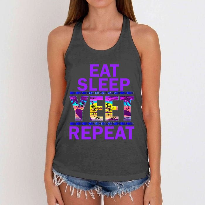 Eat Sleep Yeet Repeat Vintage Yeet Apparel Women's Knotted Racerback Tank