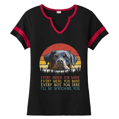 Every Snack You Make Dog Rottie Mom Cute Rottweiler Ladies Halftime Notch Neck Tee