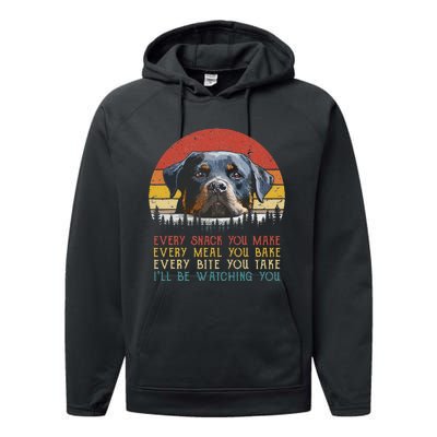 Every Snack You Make Dog Rottie Mom Cute Rottweiler Performance Fleece Hoodie