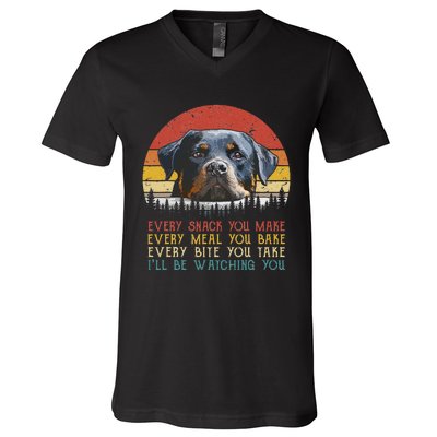 Every Snack You Make Dog Rottie Mom Cute Rottweiler V-Neck T-Shirt