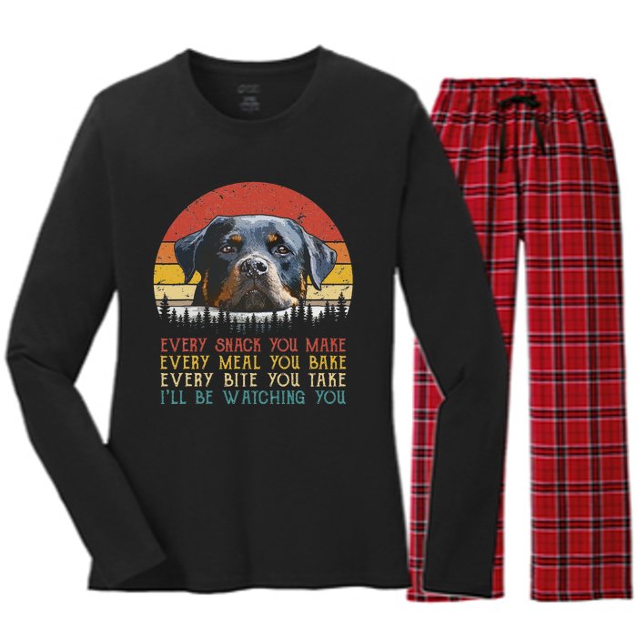 Every Snack You Make Dog Rottie Mom Cute Rottweiler Women's Long Sleeve Flannel Pajama Set 