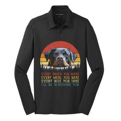 Every Snack You Make Dog Rottie Mom Cute Rottweiler Silk Touch Performance Long Sleeve Polo