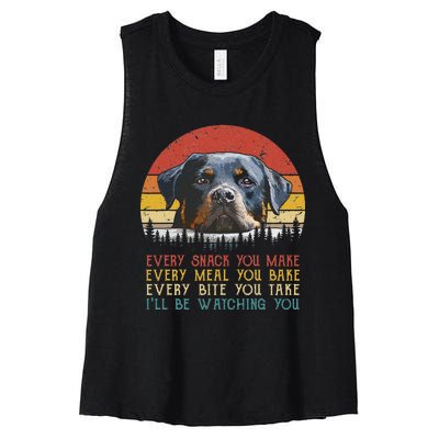 Every Snack You Make Dog Rottie Mom Cute Rottweiler Women's Racerback Cropped Tank