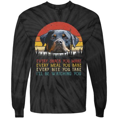 Every Snack You Make Dog Rottie Mom Cute Rottweiler Tie-Dye Long Sleeve Shirt