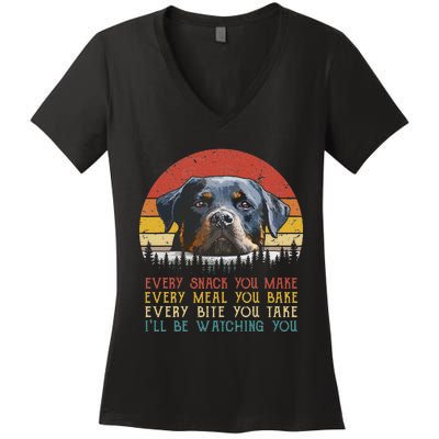 Every Snack You Make Dog Rottie Mom Cute Rottweiler Women's V-Neck T-Shirt