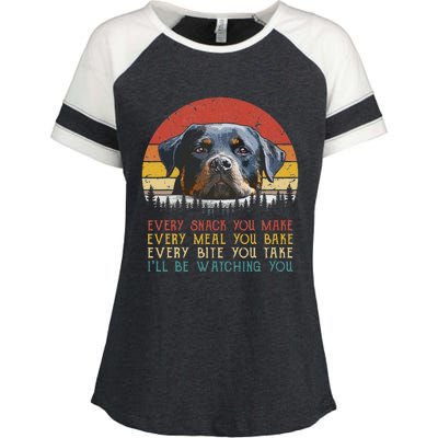 Every Snack You Make Dog Rottie Mom Cute Rottweiler Enza Ladies Jersey Colorblock Tee