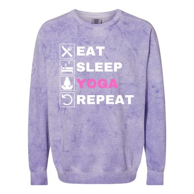 Eat Sleep Yoga Repeat Exercise Gym Funny Yoga Funny Workout Cute Gift Colorblast Crewneck Sweatshirt