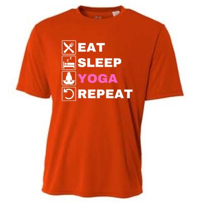 Eat Sleep Yoga Repeat Exercise Gym Funny Yoga Funny Workout Cute Gift Cooling Performance Crew T-Shirt