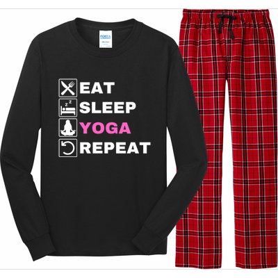 Eat Sleep Yoga Repeat Exercise Gym Funny Yoga Funny Workout Cute Gift Long Sleeve Pajama Set