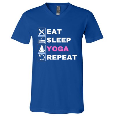 Eat Sleep Yoga Repeat Exercise Gym Funny Yoga Funny Workout Cute Gift V-Neck T-Shirt