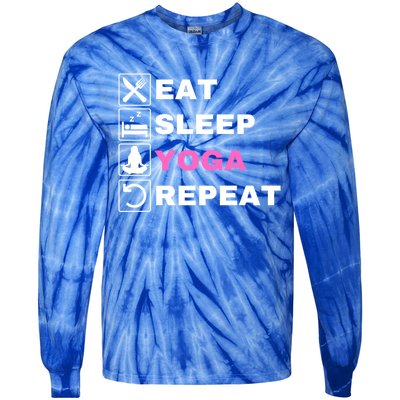 Eat Sleep Yoga Repeat Exercise Gym Funny Yoga Funny Workout Cute Gift Tie-Dye Long Sleeve Shirt