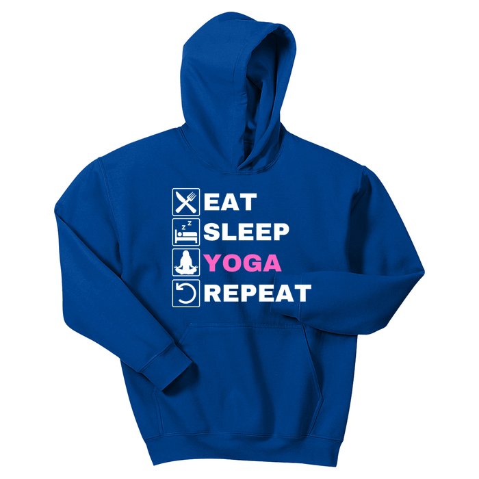 Eat Sleep Yoga Repeat Exercise Gym Funny Yoga Funny Workout Cute Gift Kids Hoodie