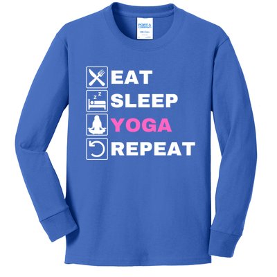 Eat Sleep Yoga Repeat Exercise Gym Funny Yoga Funny Workout Cute Gift Kids Long Sleeve Shirt