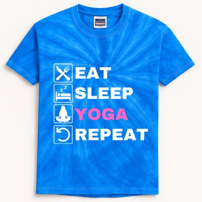 Eat Sleep Yoga Repeat Exercise Gym Funny Yoga Funny Workout Cute Gift Kids Tie-Dye T-Shirt