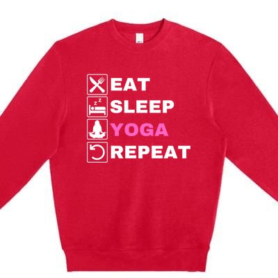 Eat Sleep Yoga Repeat Exercise Gym Funny Yoga Funny Workout Cute Gift Premium Crewneck Sweatshirt