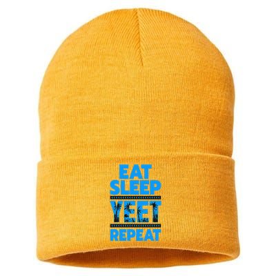 Eat Sleep Yeet Repeat Vintage Yeet Apparel Saying Sustainable Knit Beanie