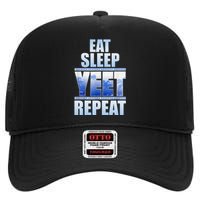 Eat Sleep Yeet Repeat Vintage High Crown Mesh Back Trucker Hat