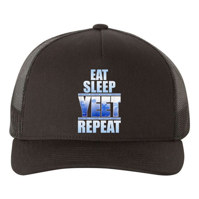 Eat Sleep Yeet Repeat Vintage Yupoong Adult 5-Panel Trucker Hat